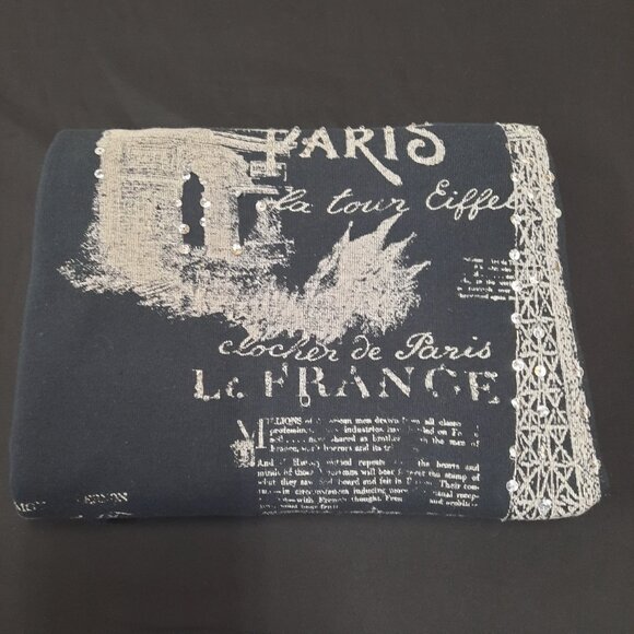 Women's Y2K Round Neck Long Sleeve Paris Themed Top Size Large Vintage Clothing - Picture 7 of 7